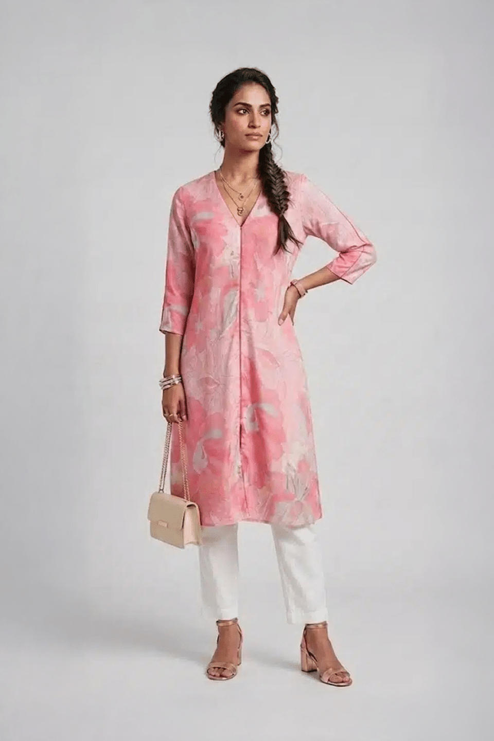 Pink Linen Kurti